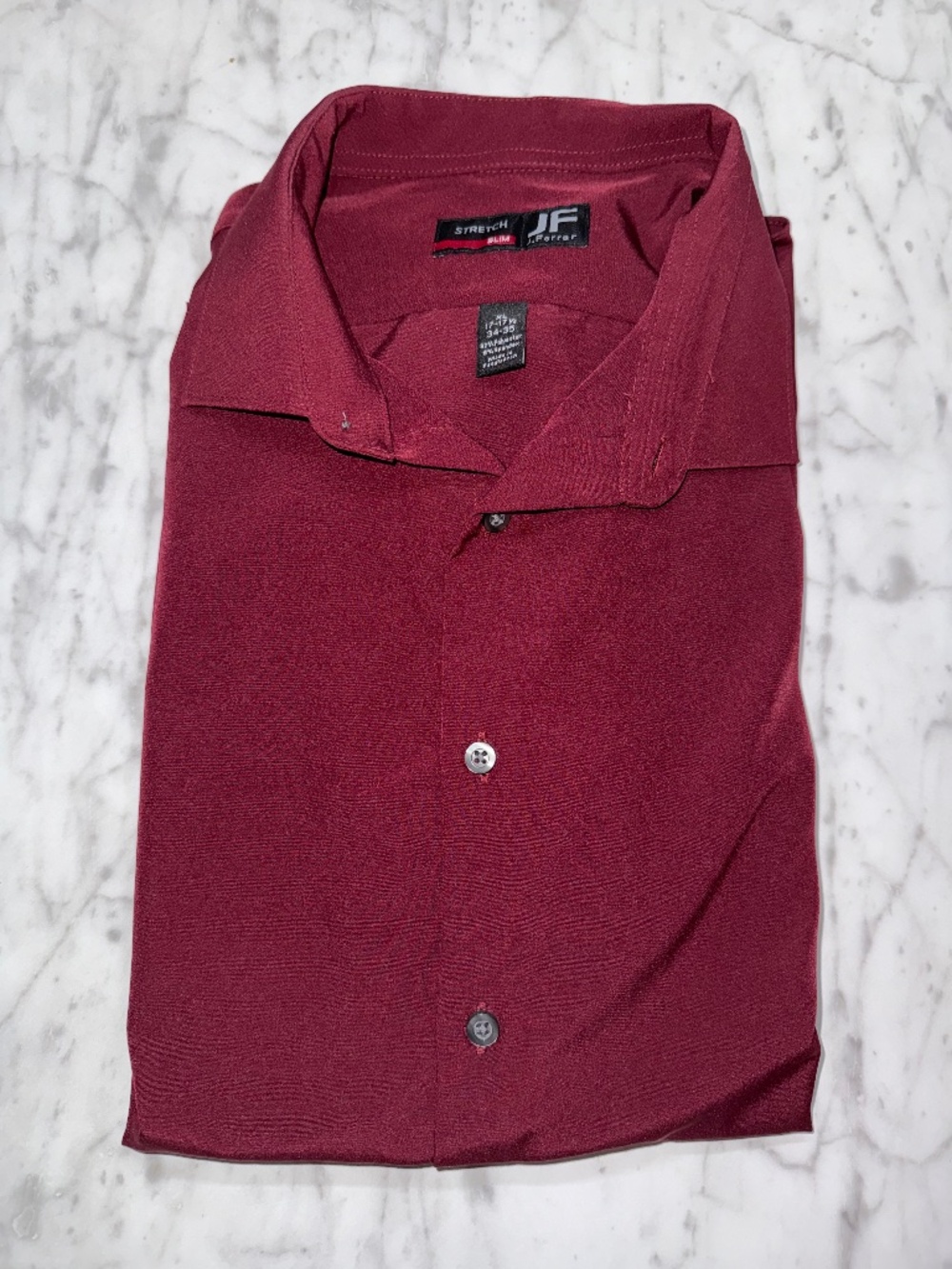 J. Ferrar Slim Fit Stretch Burgundy Long Sleeve Button Up Shirt